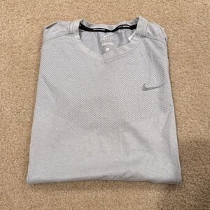 Nike Light Gray Dri-FIT Short Sleeve V-Neck Shirt